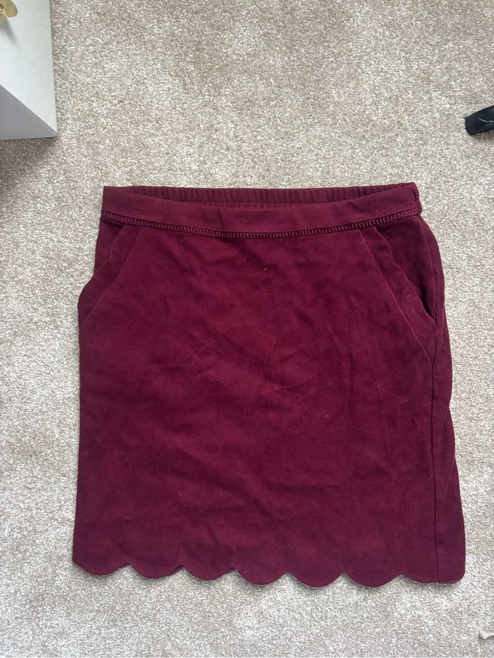 Blue Skies Women’s Scallop Hem Corduroy Skirt - Burgundy